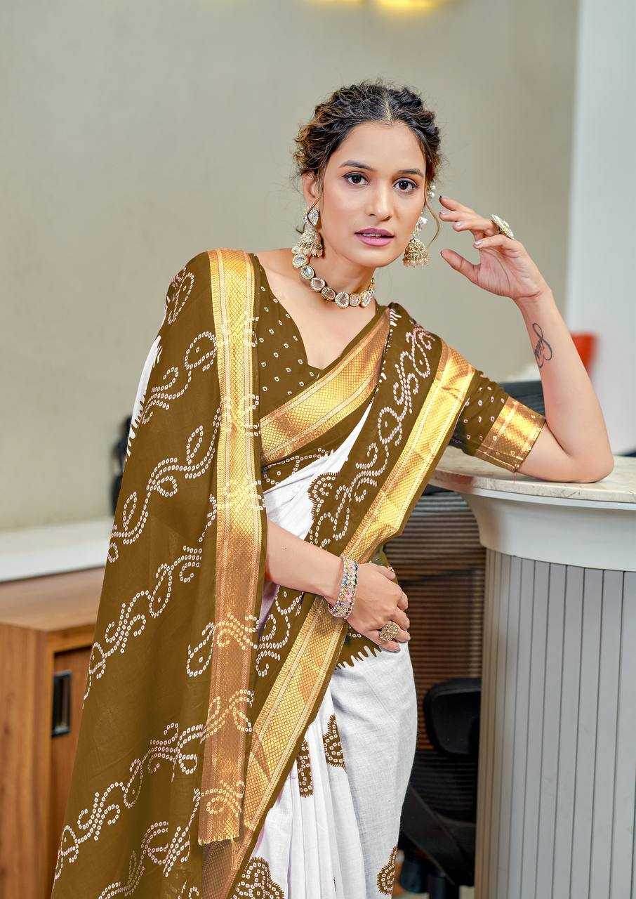 Bandhani Printed Cotton Sarees - MYLUXURY LANE ENTERPRISE